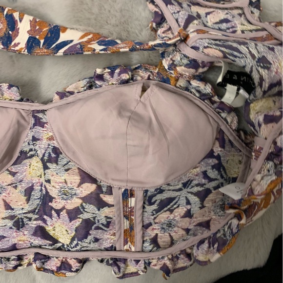 Anthropologie Sachin Babi Jacquard Sweetheart Crop Top Bustier Corset Tapestry - Picture 10 of 14